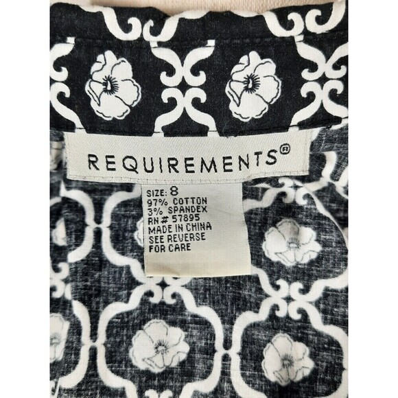Requirements Empire Waist Babydoll Stretch Top Full Button Black and White SZ 8 - Picture 15 of 16